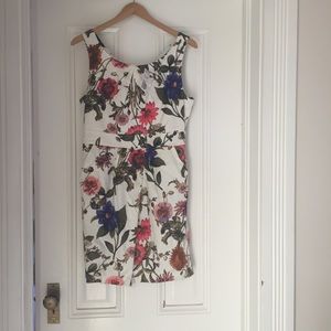 Floral Cotton Dress Skirt Pleats with Pockets